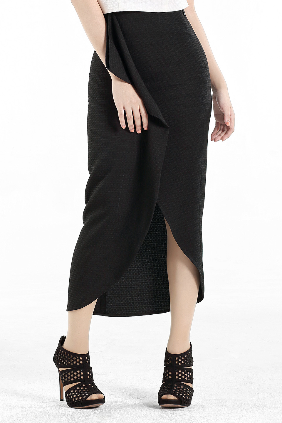 Asymmetrical Draped Maxi Skirt