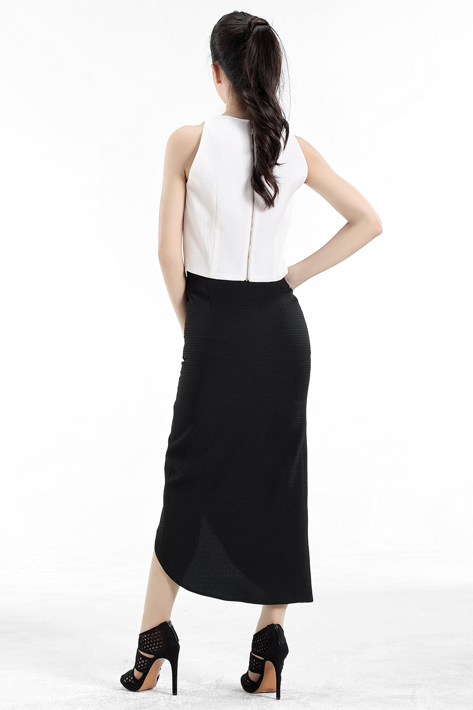Asymmetrical Draped Maxi Skirt