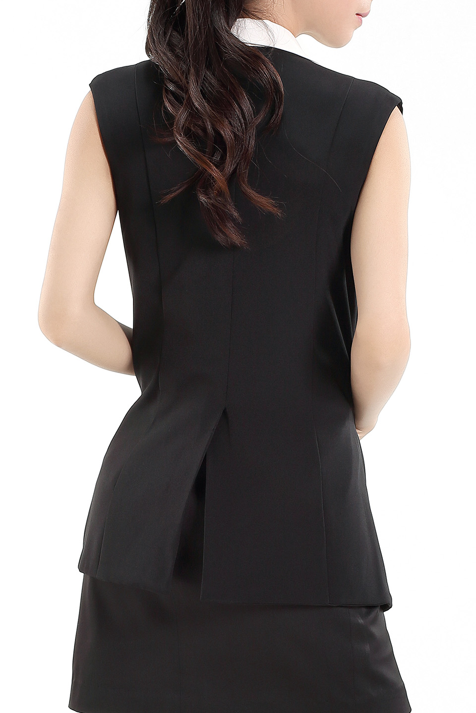 Colour-blocked Sleeveless Blazer