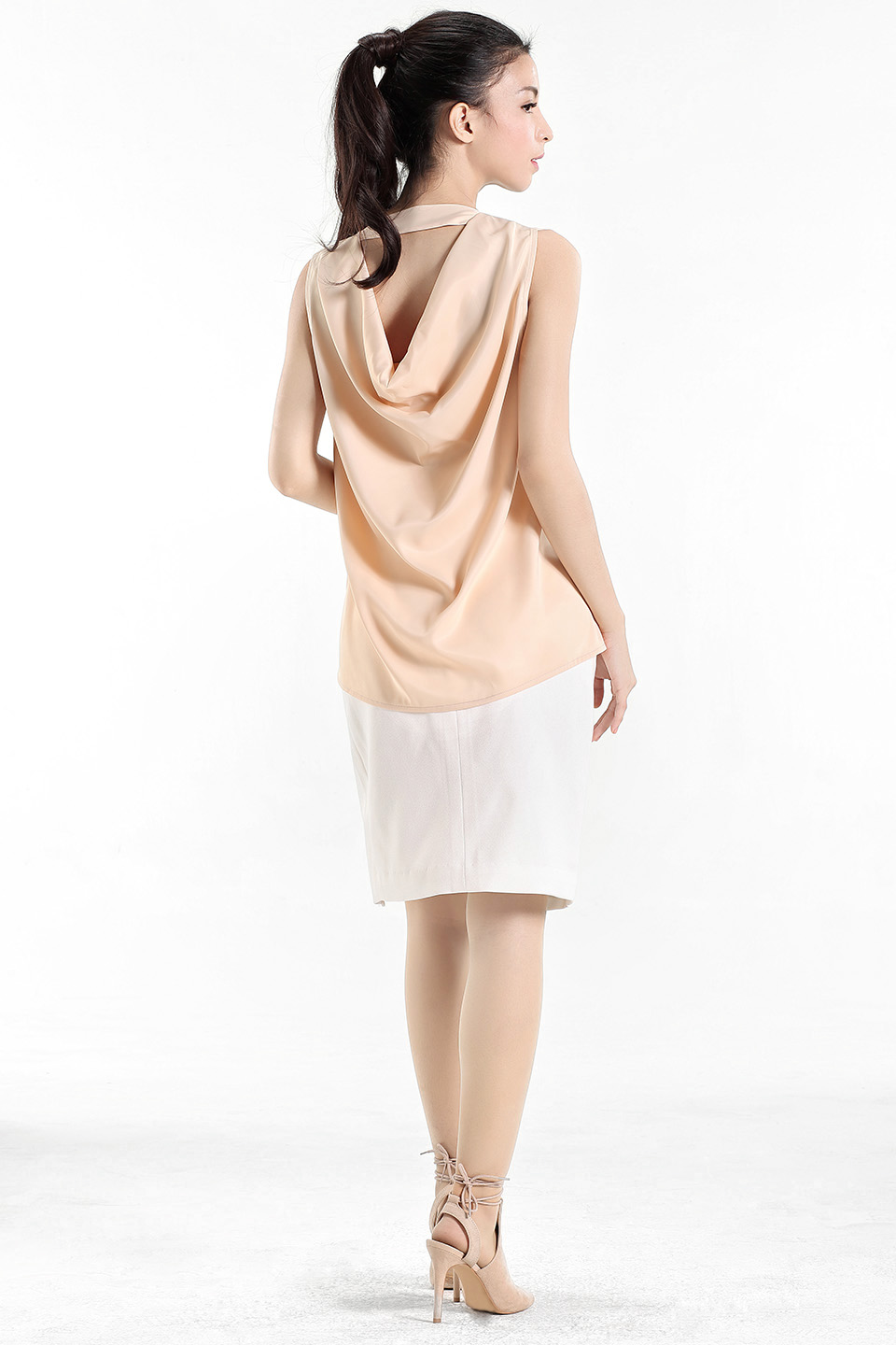 Sleeveless Cowl-Back Top