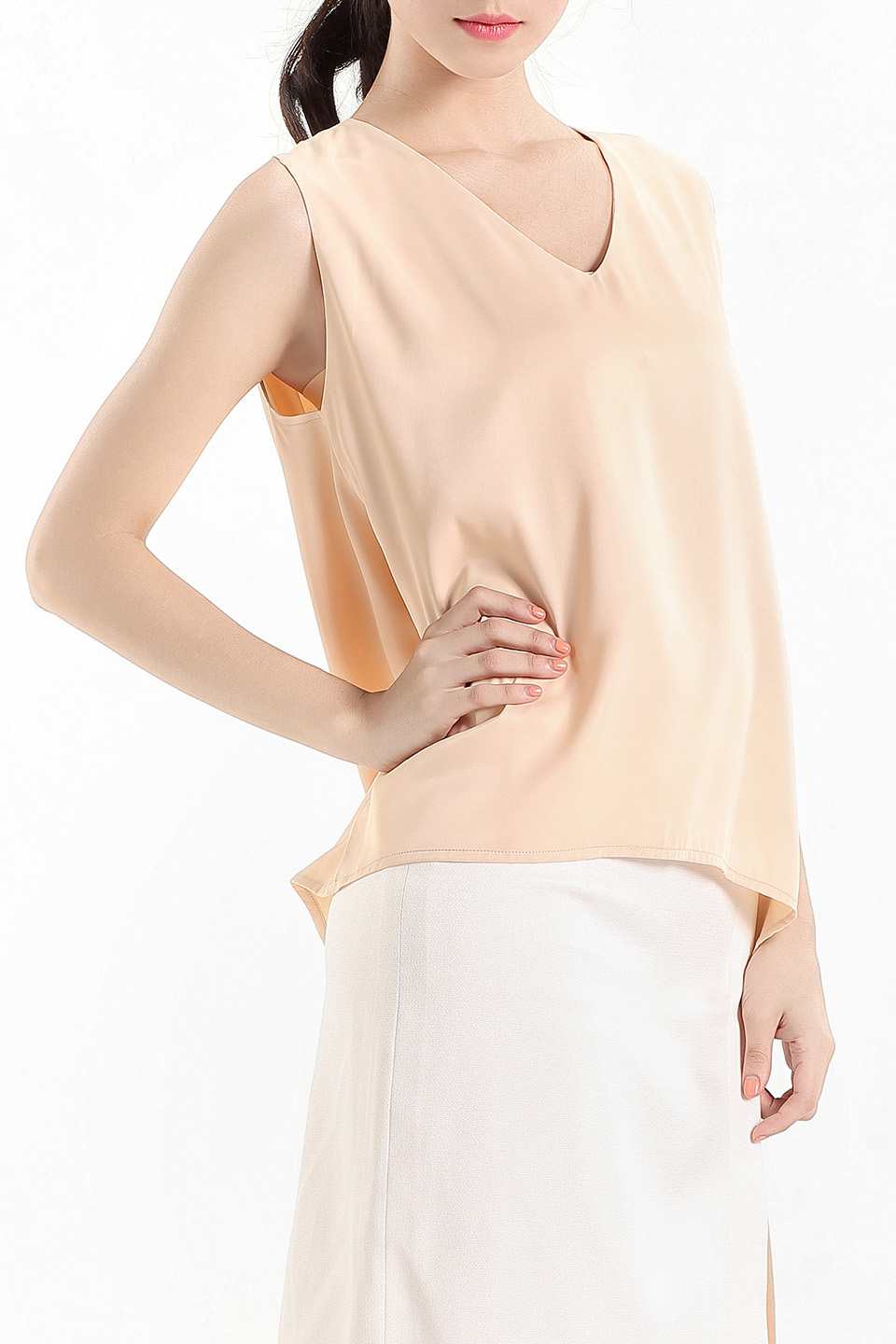 Sleeveless Cowl-Back Top